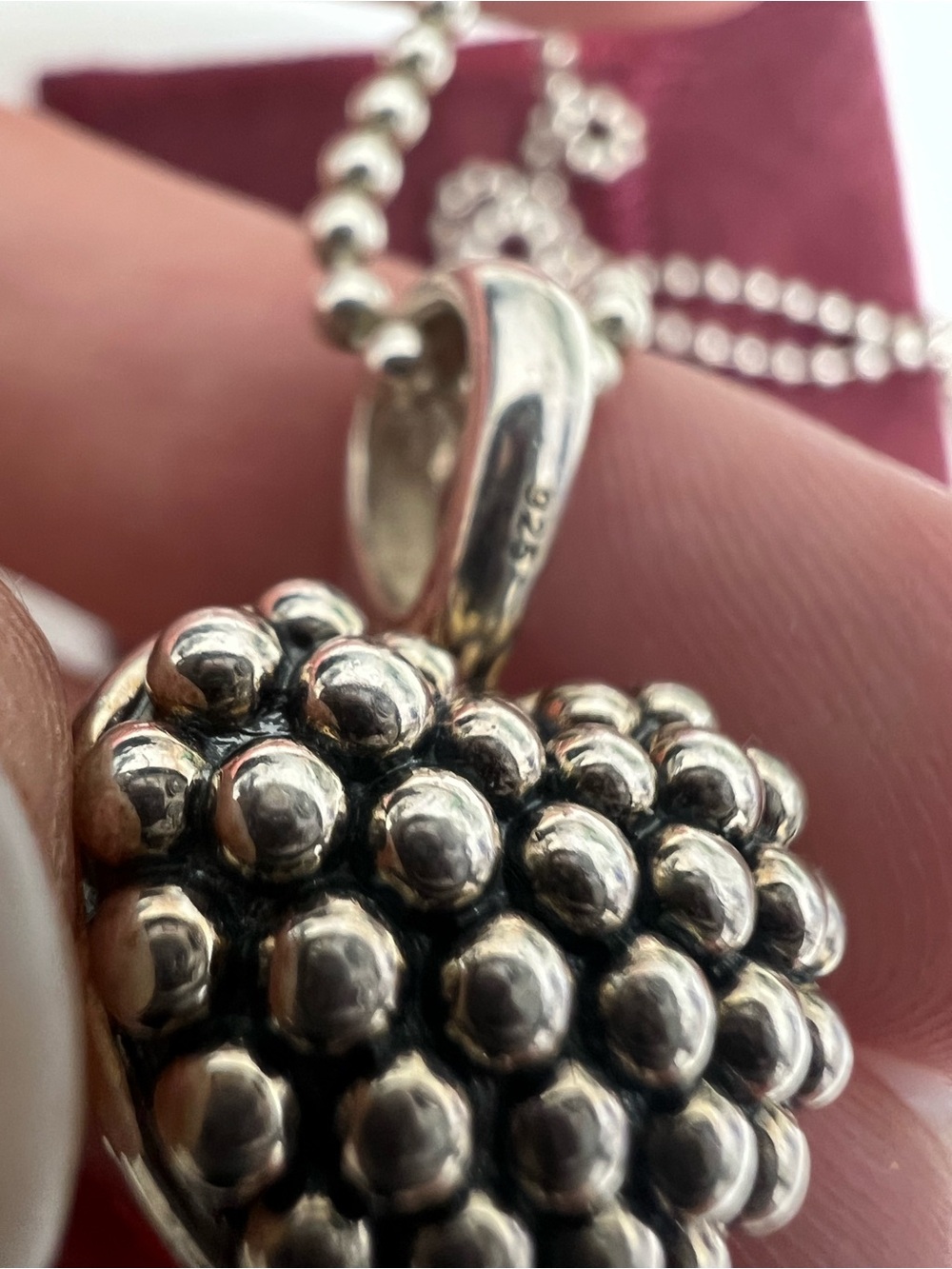 LAGOS Sterling Silver Caviar Beaded Heart Pendant Necklace - Picture 10 of 16
